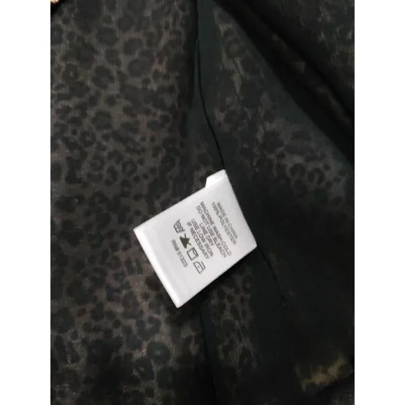 NWT 1State Cheetah Whimsy Blouse Top Short Fairy Sleeve VNeck Choker Style Small - Picture 12 of 14